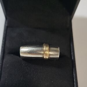 Vintage Unisex Ring Silver And 14kGold Ring